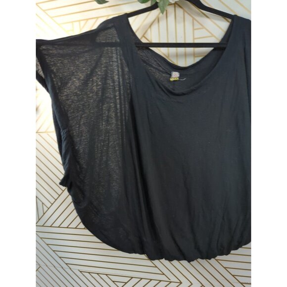 FREE PEOPLE Women's Rayon Linen Blend Black Boxy Airy Top Size Small - Picture 4 of 7